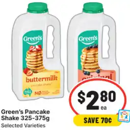 IGA Green's Pancake Shake offer