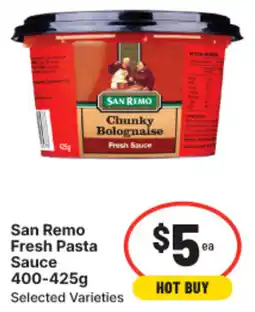 IGA San Remo Fresh Pasta Sauce offer