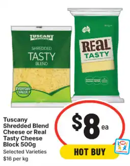 IGA Tuscany Shredded Blend Cheese or Real Tasty Cheese Block offer