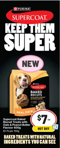 IGA Supercoat Baked Biscuit Treats with Oats & Peanut Butter Flavour offer