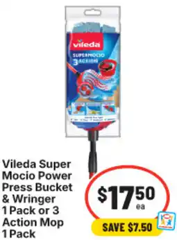 IGA Vileda Super Mocio Power Press Bucket & Wringer Pack or Action Mop offer