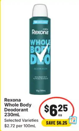 IGA Rexona Whole Body Deodorant offer