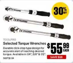 SuperCheap Auto TOOLPRO Selected Torque Wrenches offer