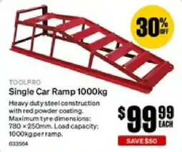 SuperCheap Auto TOOLPRO Single Car Ramp 1000kg offer