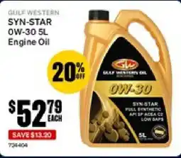 SuperCheap Auto GULF WESTERN Syn-star 0w-30 engine oil offer