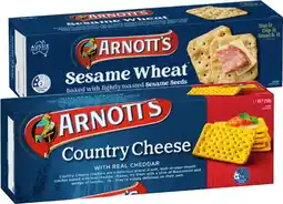 IGA Arnott’s Country Cheese, Sesame Wheat or Cheds Crackers 250g offer