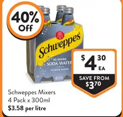 Foodworks Schweppes Mixers offer