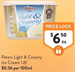 Foodworks Peters Light & Creamy Ice Cream offer