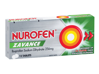 Nurofen zavance tablets or caplets 256mg 12 pack