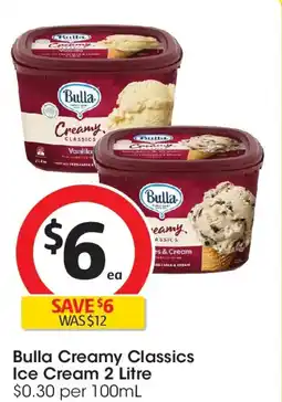 Coles Bulla creamy classics ice cream offer