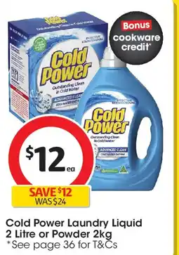 Coles Cold power laundry liquid or powder offer