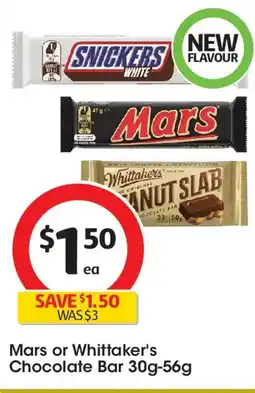 Coles Mars or whittaker's chocolate bar offer