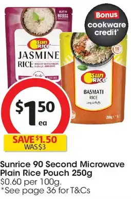Coles Sunrice 90 second microwave plain rice pouch offer