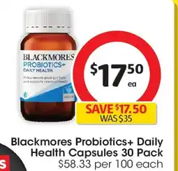 Coles Blackmores probiotics+ daily health capsules offer