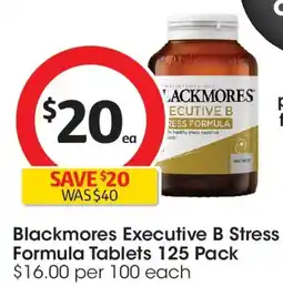 Coles Blackmores executive b stress formula tablets offer