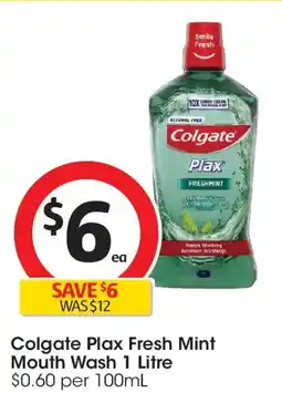 Coles Colgate plax fresh mint mouth wash offer