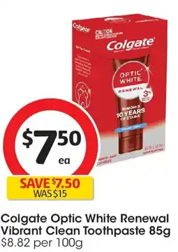 Coles Colgate optic white renewal vibrant clean toothpaste offer