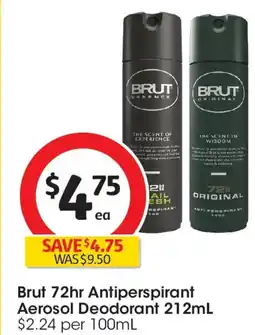 Coles Brut 72hr antiperspirant aerosol deodorant offer