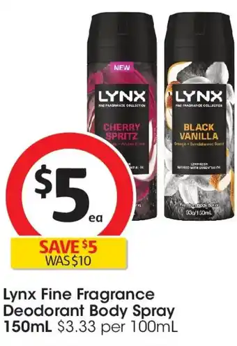 Coles Lynx fine fragrance deodorant body spray offer