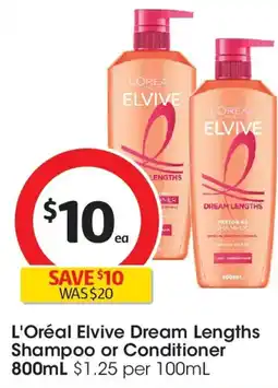 Coles L'oréal elvive dream lengths shampoo or conditioner offer
