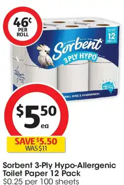 Coles Sorbent 3-ply hypo-allergenic toilet paper offer