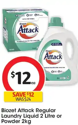 Coles Biozet attack regular laundry liquid or powder offer