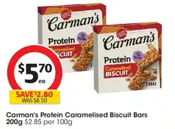 Coles Carman's protein caramelised biscuit bars offer