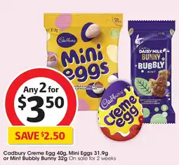 Coles Cadbury creme egg, mini eggs or mint bubbly bunny offer