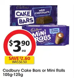 Coles Cadbury cake bars or mini rolls offer