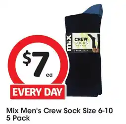 Coles Mix men's crew sock size 6-10 offer