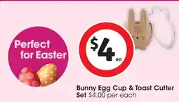 Coles Bunny egg cup & toast cutter set offer