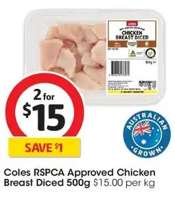 Coles Coles rspca approved chicken breast diced offer