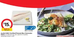 Coles Austral msc certified thawed blue grenadier fillets offer