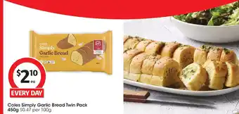 Coles Coles simply garlic bread twin pack offer