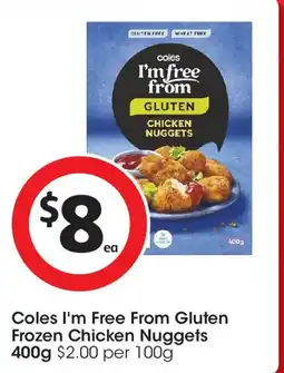 Coles Coles i'm free from gluten frozen chicken nuggets offer