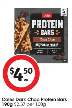 Coles Coles dark choc protein bars offer