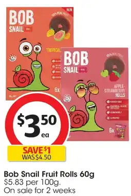 Coles Bob snail fruit rolls offer