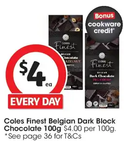 Coles Coles finest belgian dark block chocolate offer