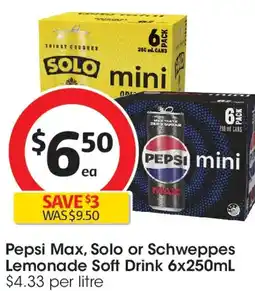Coles Pepsi max, solo or schweppes lemonade soft drink offer