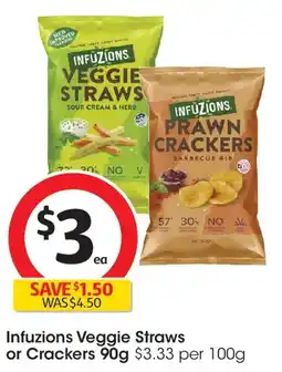 Coles Infuzions veggie straws or crackers offer