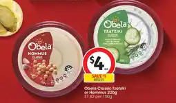 Coles Obela classic tzatziki or hommus offer