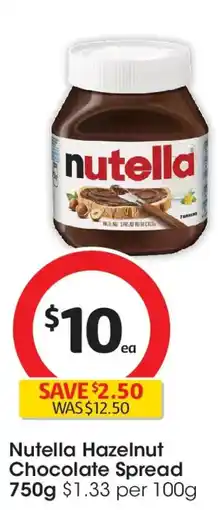 Coles Nutella hazelnut chocolate spread offer