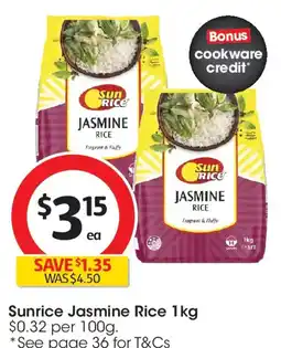 Coles Sunrice jasmine rice offer
