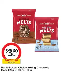 Coles Nestlé baker's choice baking chocolate melts offer
