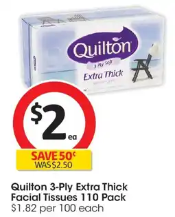Coles Quilton 3-ply extra thick facial tissues offer