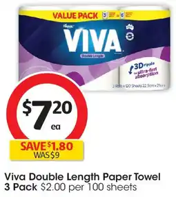 Coles Viva double length paper towel offer