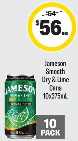 Coles Jameson smooth dry & lime cans offer