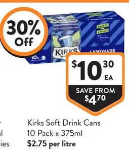 Foodworks Kirks soft drink cans offer