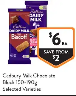 Foodworks Cadbury milk chocolate block offer