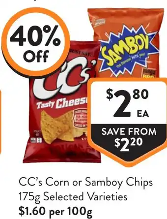 Foodworks Cc's corn or samboy chips offer